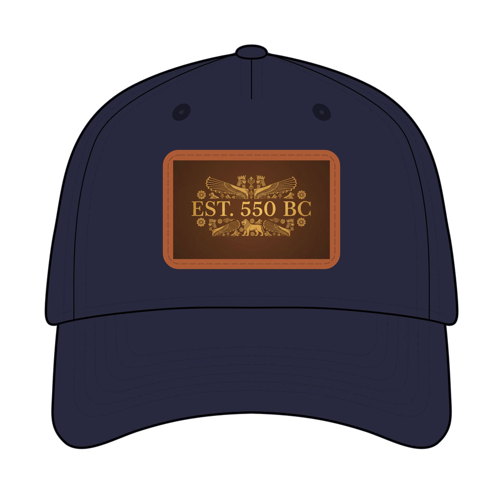 "EST. 550 BC" Leather Patch Baseball Hat