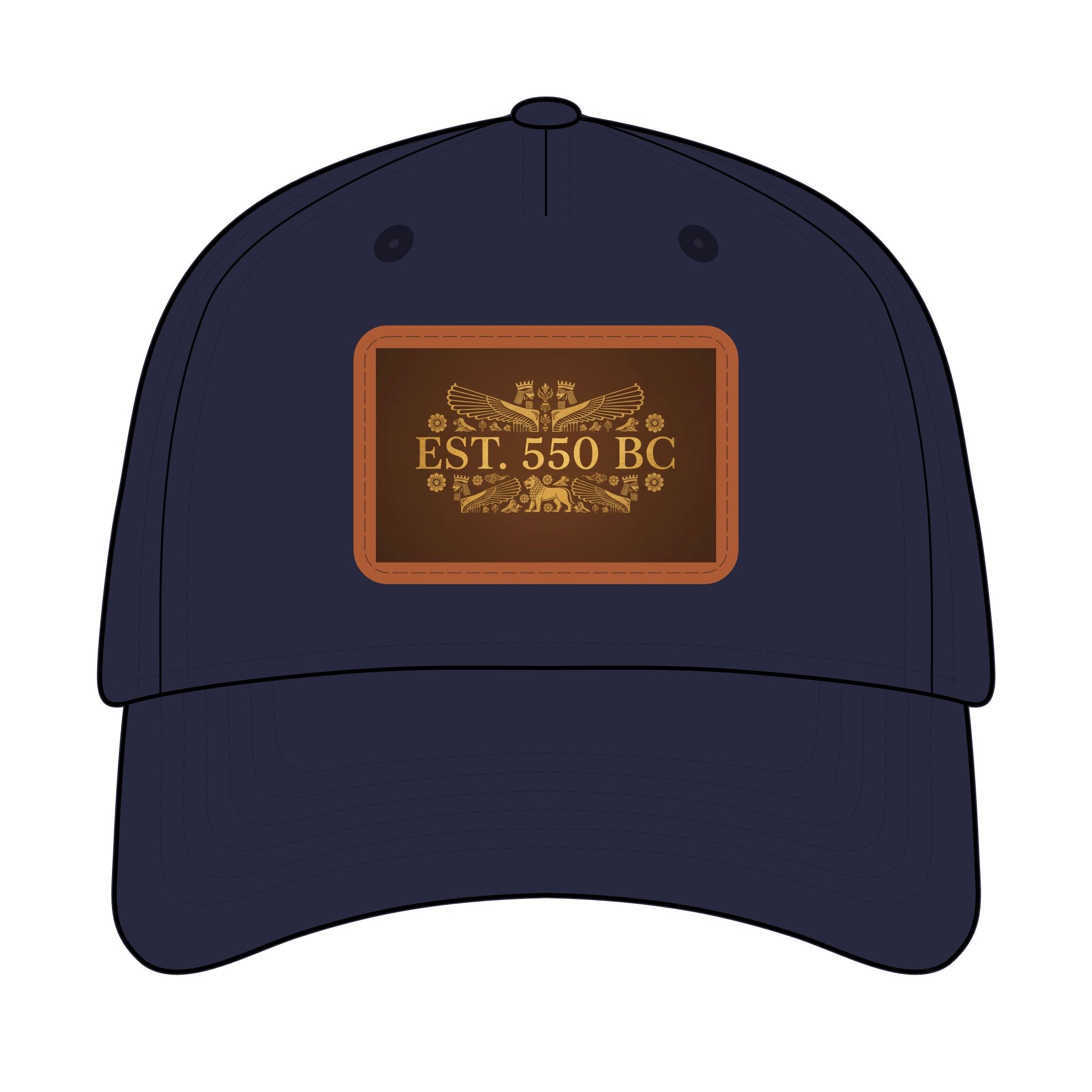 "EST. 550 BC" Leather Patch Baseball Hat