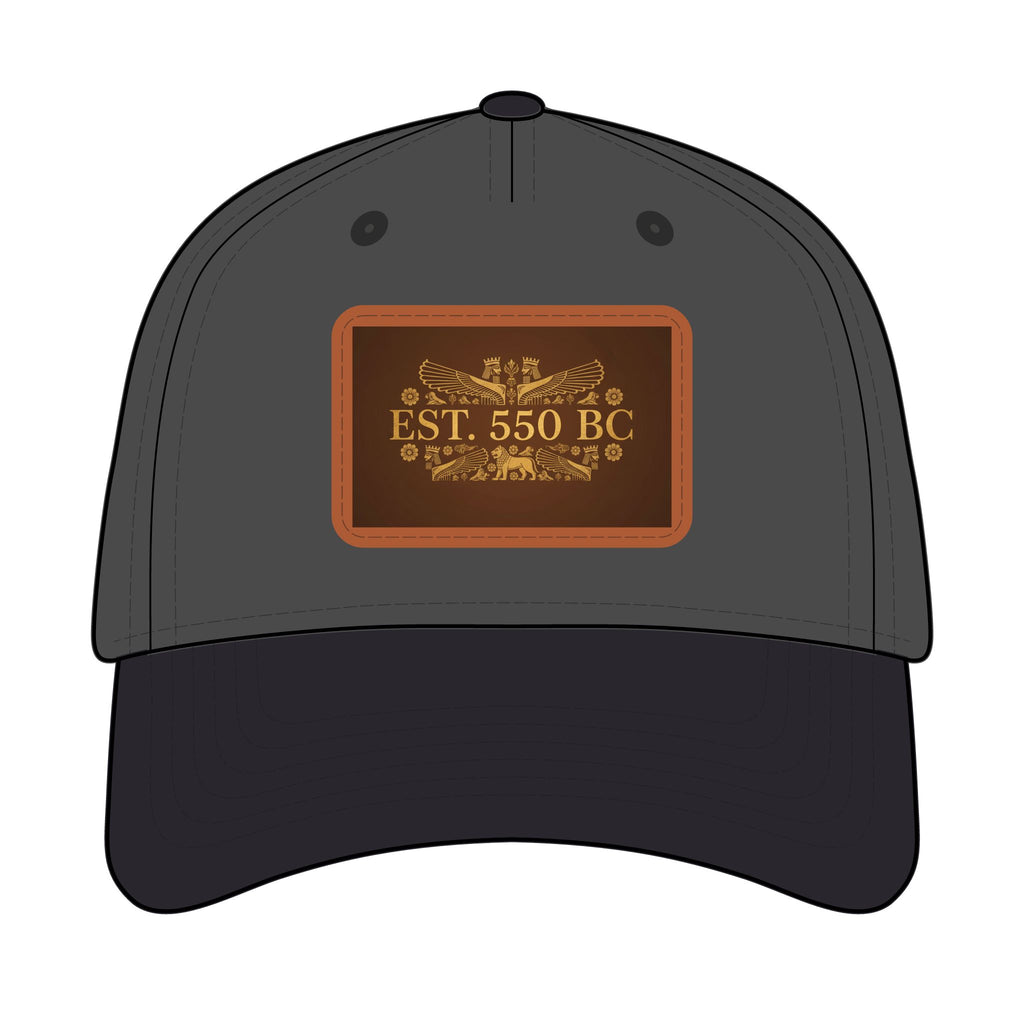 "EST. 550 BC" Leather Patch Baseball Hat