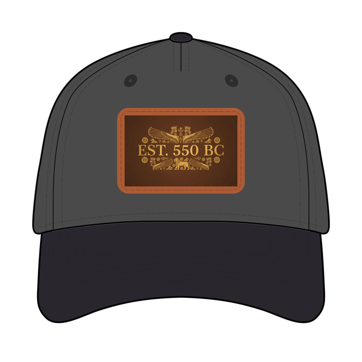 "EST. 550 BC" Leather Patch Baseball Hat