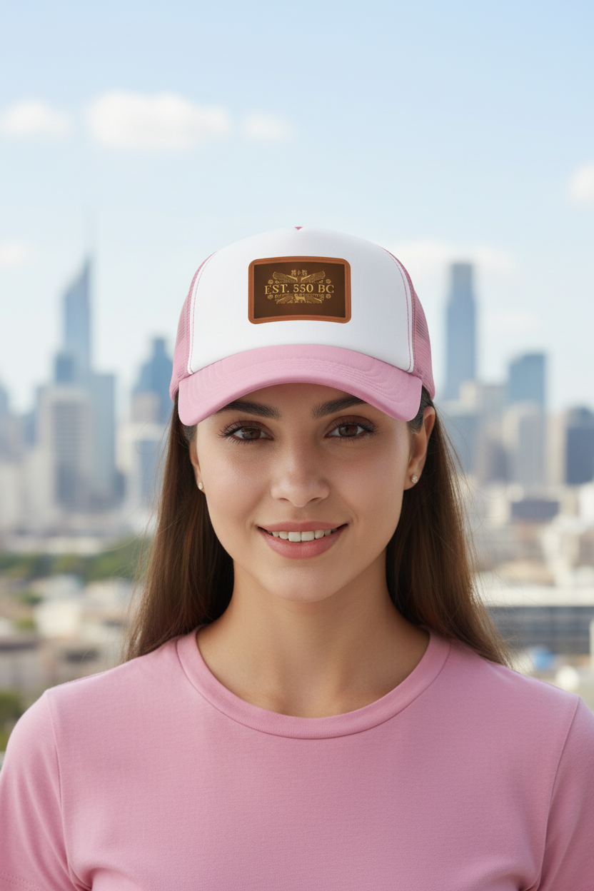 "EST. 550 BC" Leather Patch Baseball Hat