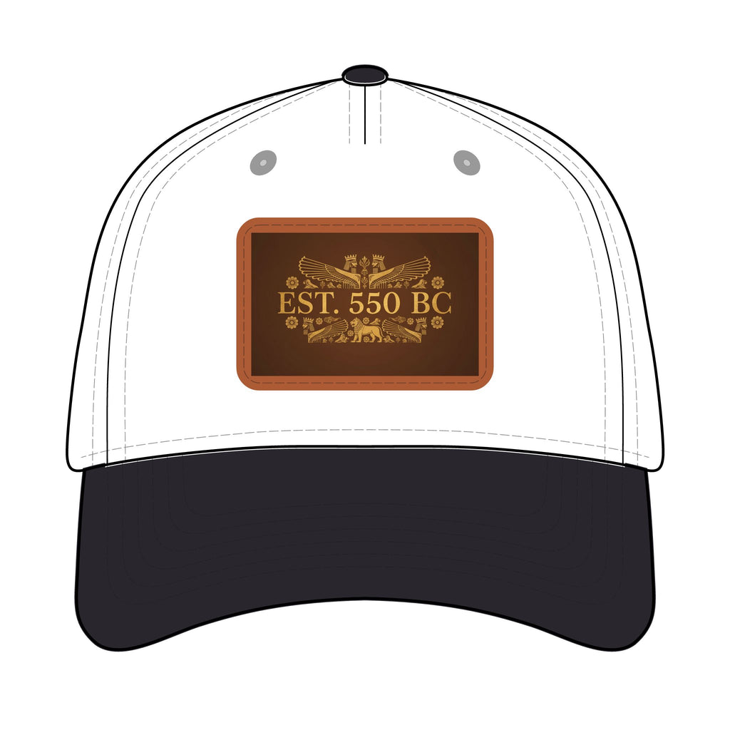 "EST. 550 BC" Leather Patch Baseball Hat
