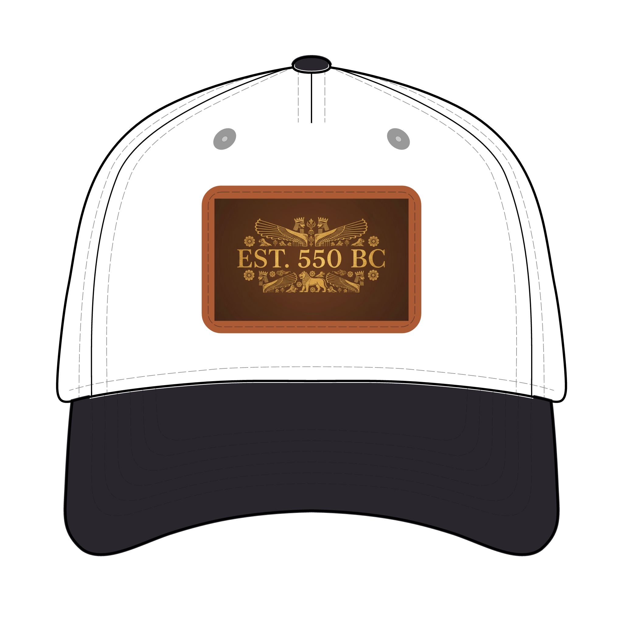 "EST. 550 BC" Leather Patch Baseball Hat