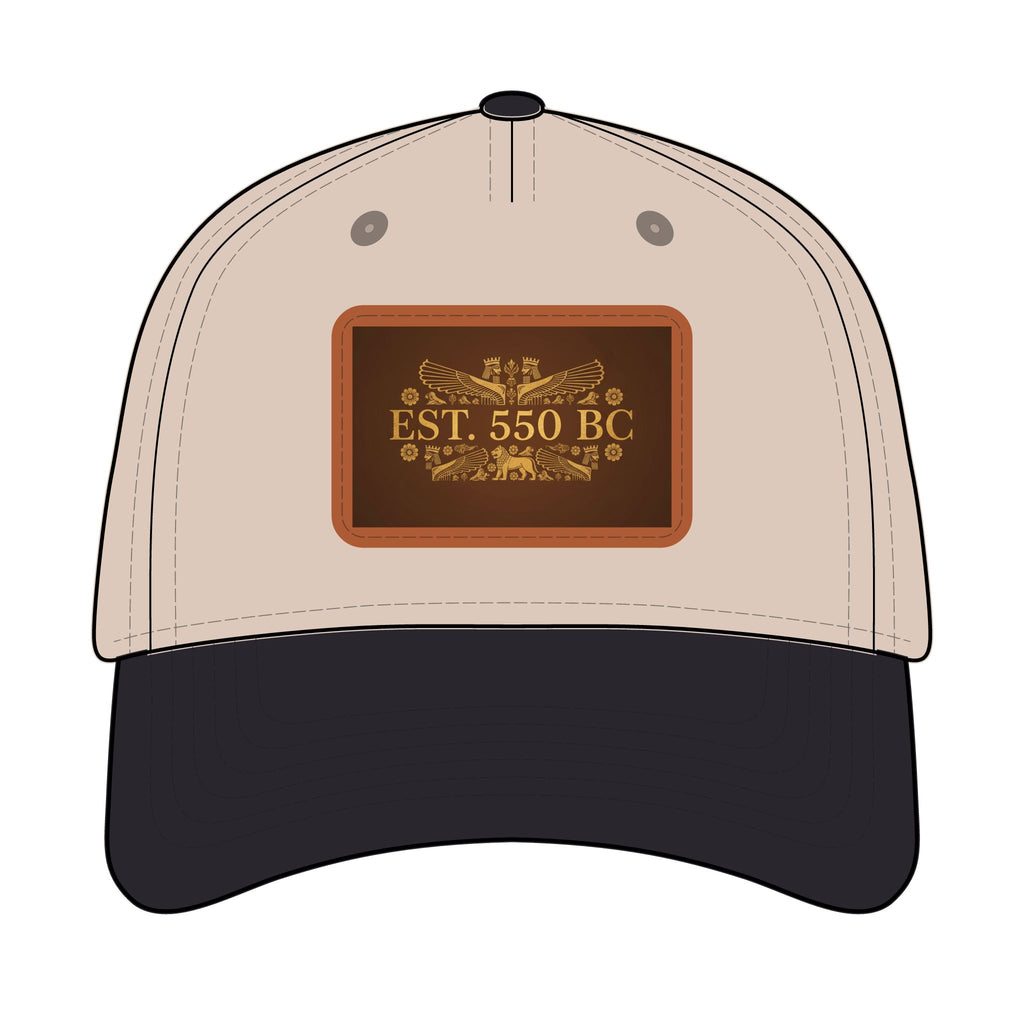 "EST. 550 BC" Leather Patch Baseball Hat