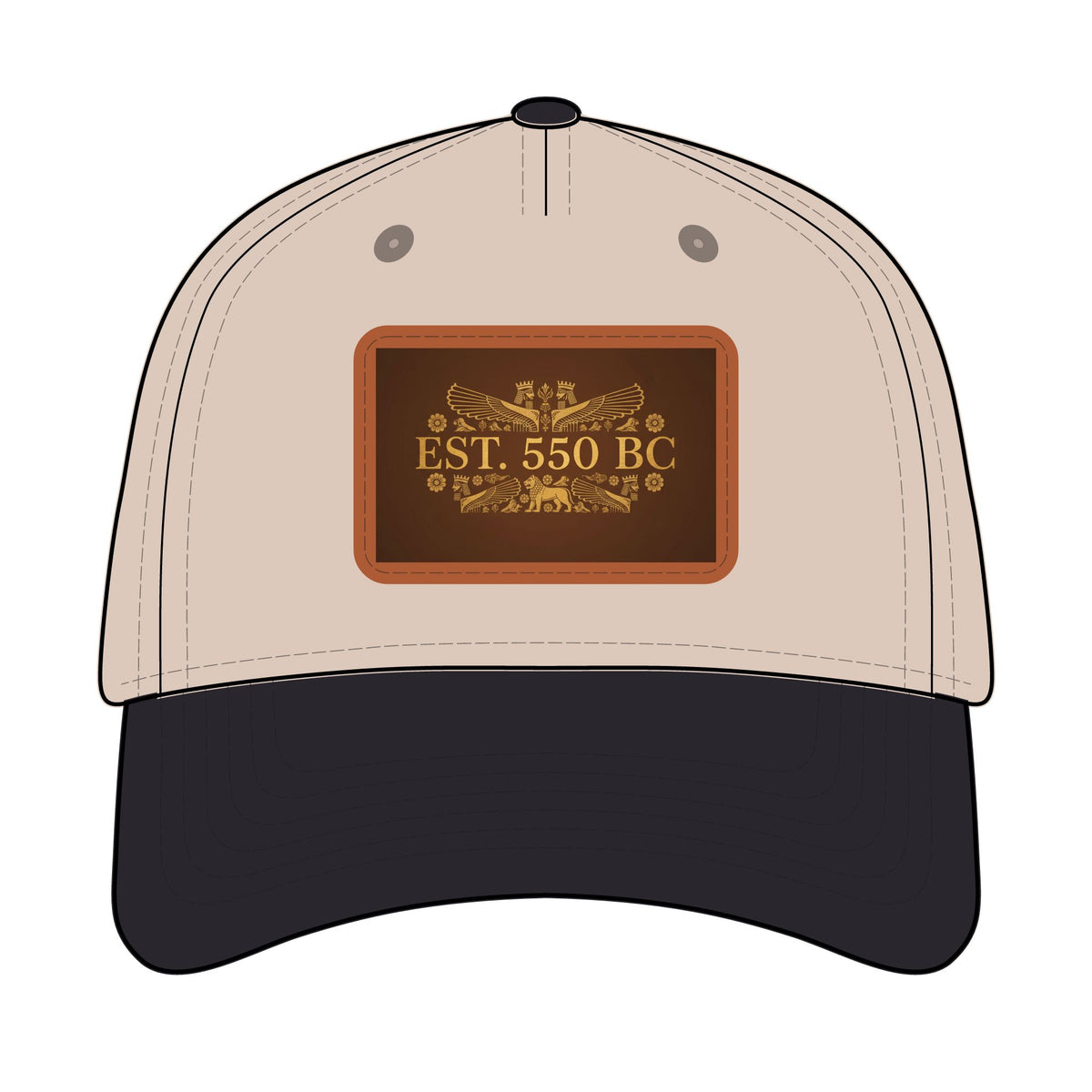 "EST. 550 BC" Leather Patch Baseball Hat