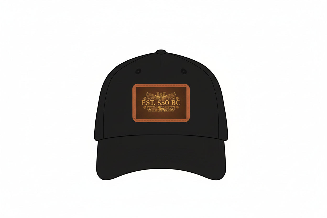"EST. 550 BC" Leather Patch Baseball Hat
