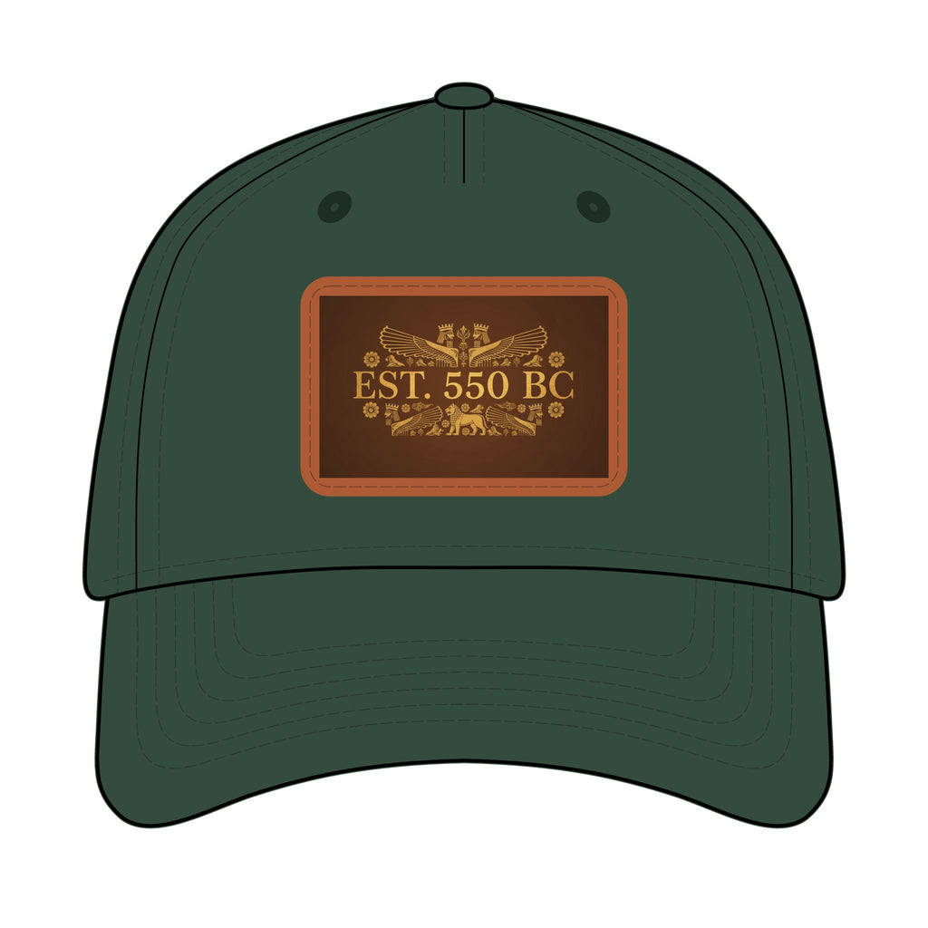 "EST. 550 BC" Leather Patch Baseball Hat