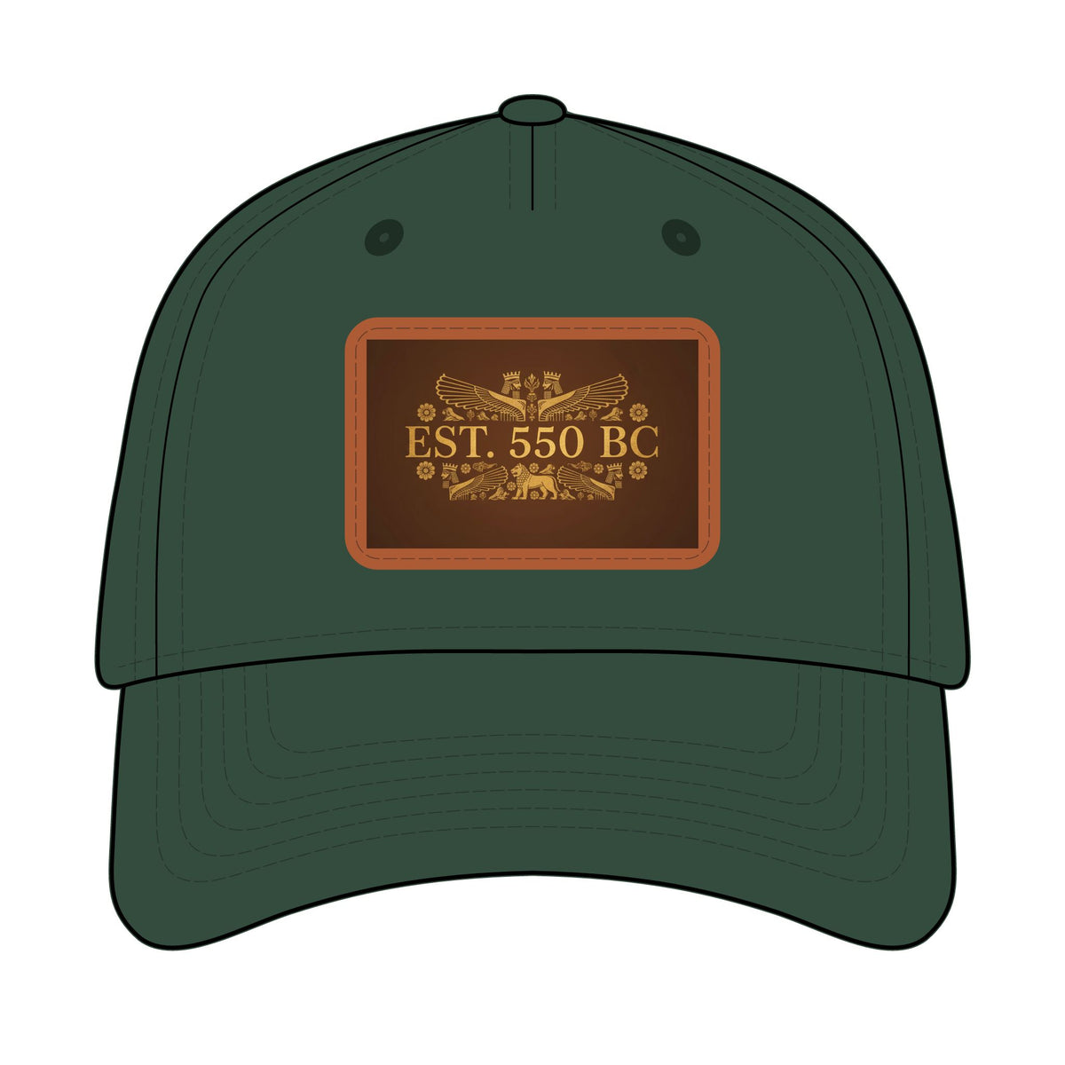 "EST. 550 BC" Leather Patch Baseball Hat