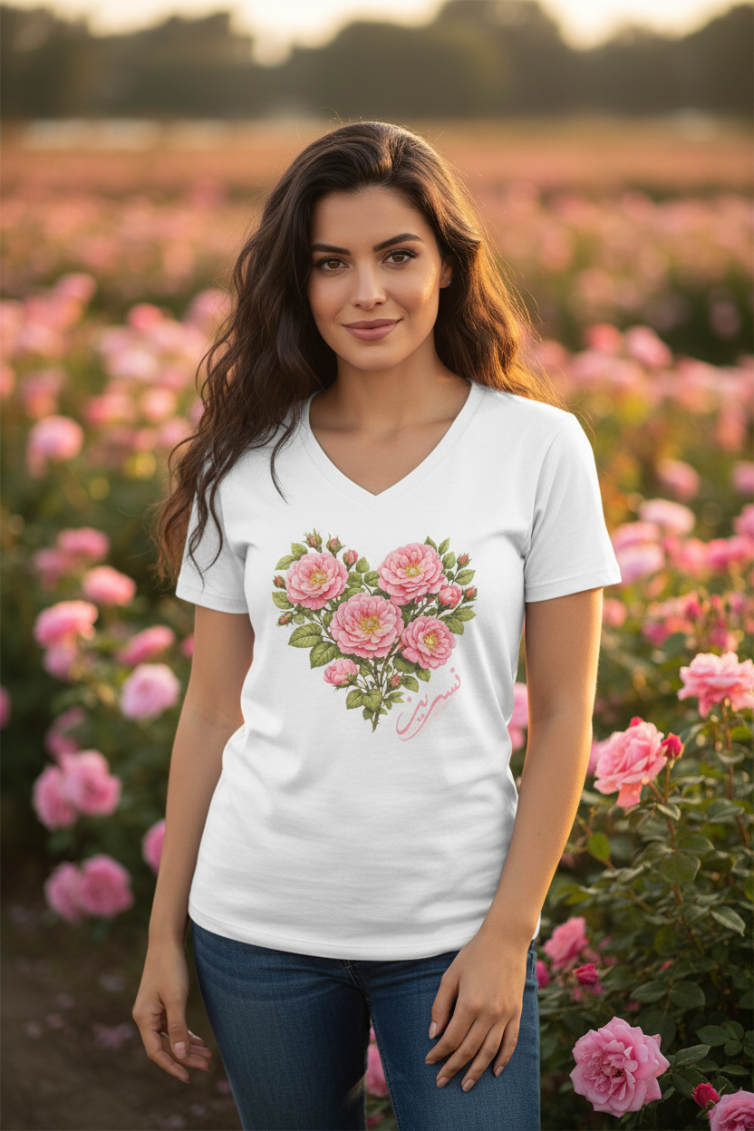 Gole "Nasrin" Floral Heart V-Neck Tee