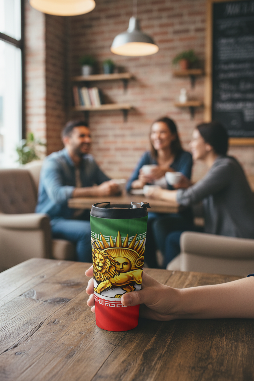 Iran's "Lion & Sun" Flag Stainless Steel Travel Mug