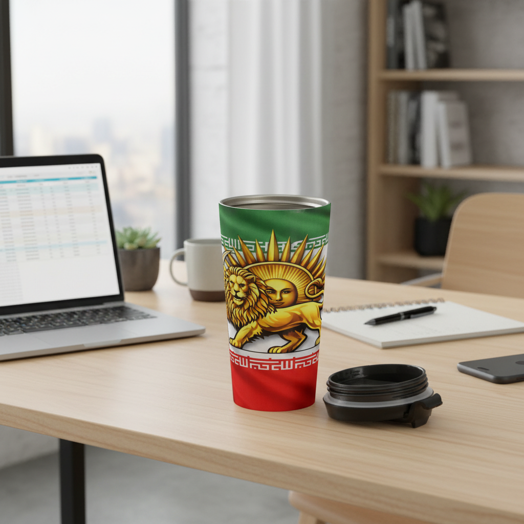 Iran's "Lion & Sun" Flag Stainless Steel Travel Mug